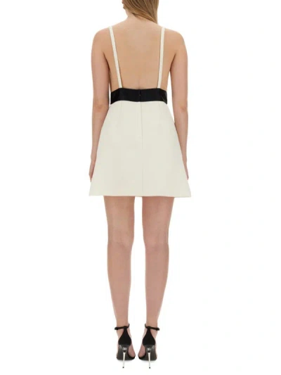 Shop Dolce & Gabbana Short Dress With Shoulder Straps And Satin Belt In White