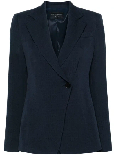 Shop Ea7 Emporio Armani Single-breasted Blazer Jacket In Blue