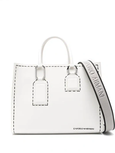 Shop Emporio Armani Medium Tote Bag In White