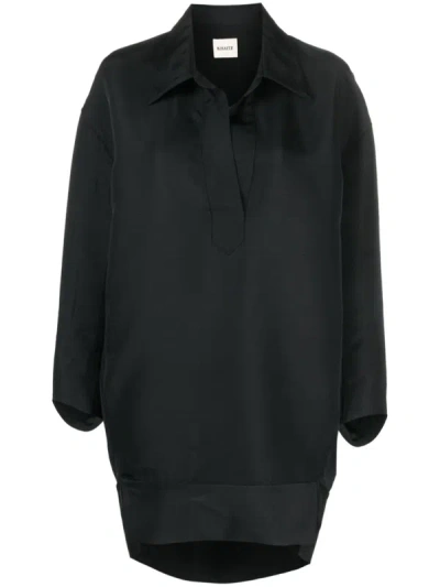 Shop Khaite Wool Blend Short Dress In Black