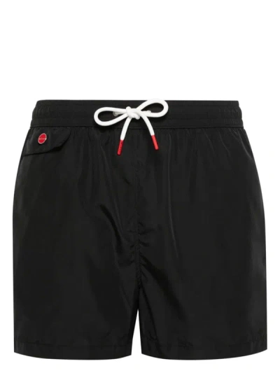 Shop Kiton Printed Swim Shorts In Black