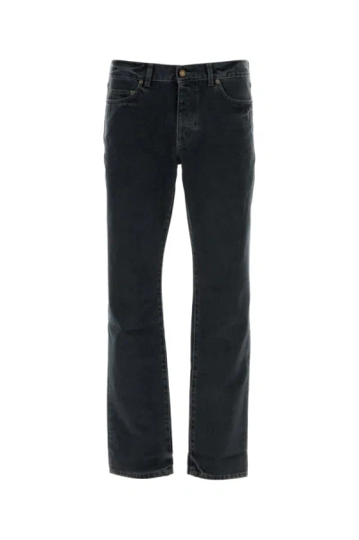 Shop Saint Laurent Jeans In Darkblueblack