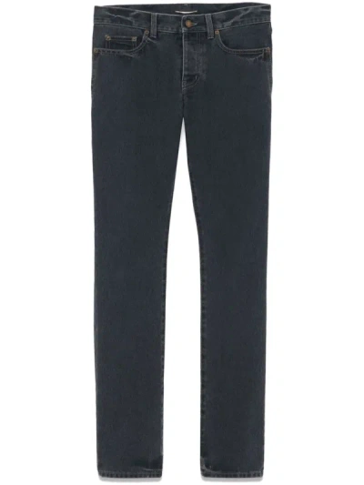 Shop Saint Laurent Slim Fit Denim Jeans In Black