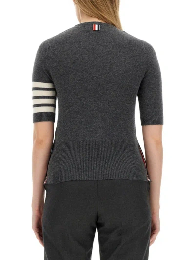Thom Browne Striped Detail Shortsleeved Jumper In Grey