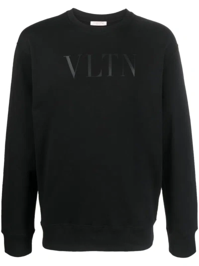 Shop Valentino Vltn Cotton Sweatshirt In Black