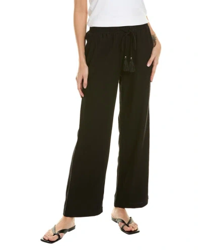 Shop Ellen Tracy Wide Leg Linen-blend Pant In Black