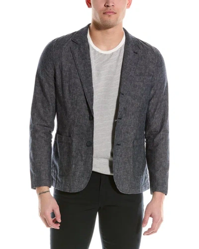Shop Ag Jeans Trunnel Linen-blend Blazer In Grey