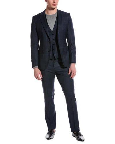 Shop Hugo Boss 3pc Slim Fit Wool Suit In Blue