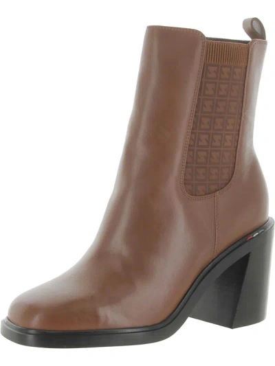 Shop Sarto Franco Sarto Paula Womens Leather Square Toe Chelsea Boots In Brown