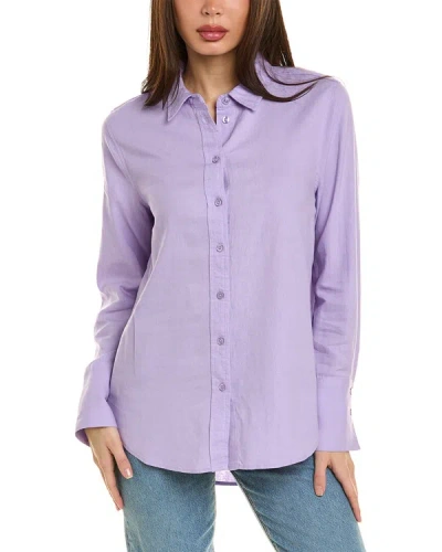 Shop Ellen Tracy Linen-blend Shirt In Purple