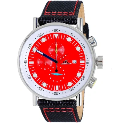 Shop Adee Kaye Men's Cavalier Red Dial Watch In Silver
