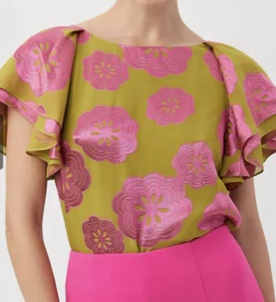 Shop Trina Turk Kayra Top In Gold Green In Pink