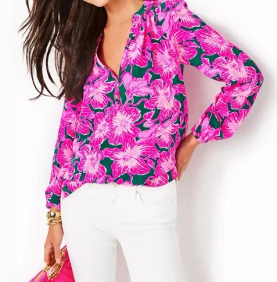 Shop Lilly Pulitzer Elsa Top In Kelly Green Hibis Kiss In Multi