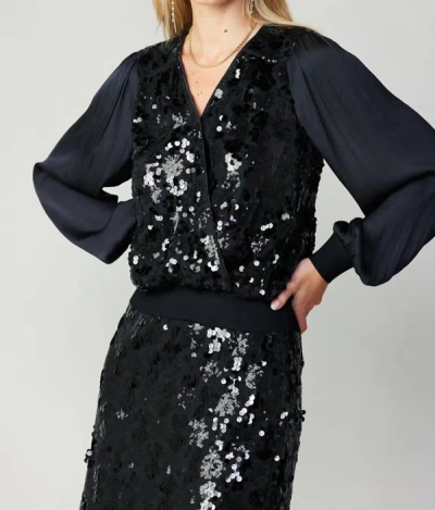 Shop Current Air Sequin Long Sleeve Top In Black