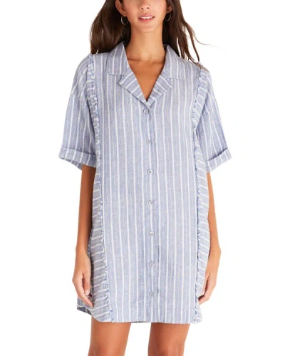 Shop Z Supply Jayden Striped Linen-blend Dress In Blue