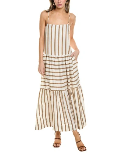 Shop Bec & Bridge Dallas Linen-blend Midi Dress In Beige