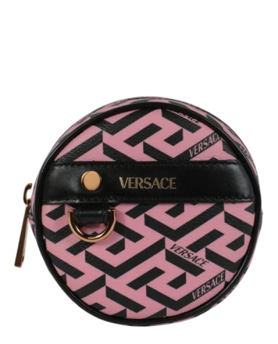 Shop Versace La Greca Micro Pouch In Pink