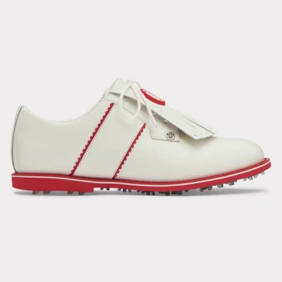 Shop G/fore Women's Kiltie Gallivanter Golf Shoes In Snow/poppy In White