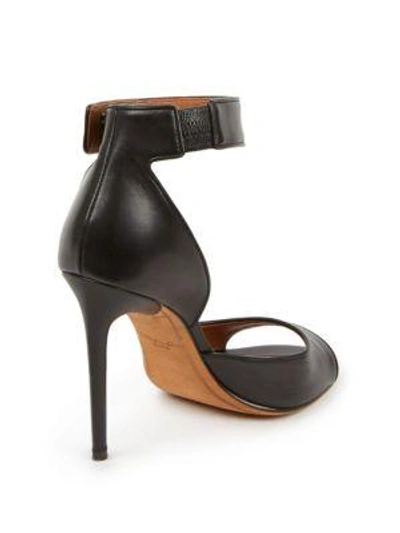 Shop Givenchy Shark Lock Leather Sandals In Black