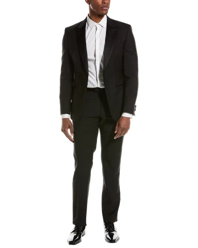 Shop Hugo Boss Wool, Mohair & Silk-blend Suit With Flat Front Pant In Black