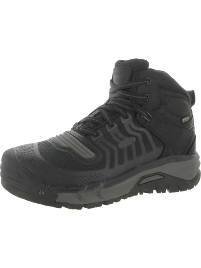 Shop Keen Kansas City Mens Leather Lace-p Ankle Boots In Black