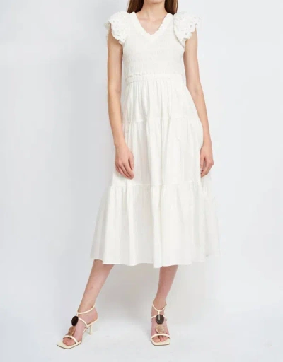 Shop En Saison Alana Smocked Midi Dress In White