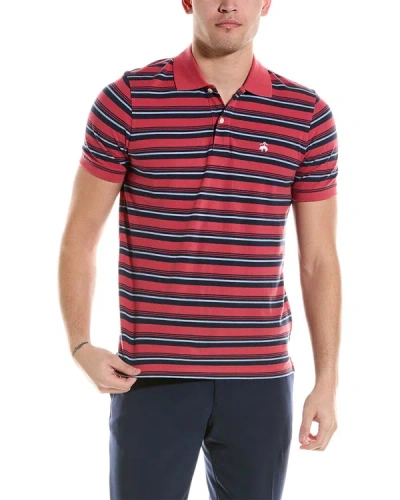 Shop Brooks Brothers Stripe Slim Fit Polo Shirt In Red