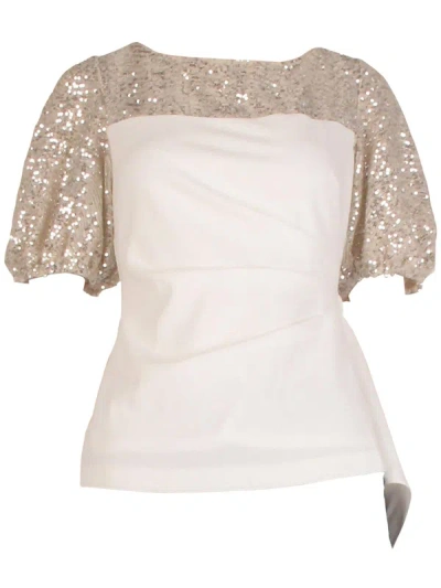 Shop Adrianna Papell Womens Sequined Dressy Blouse In White