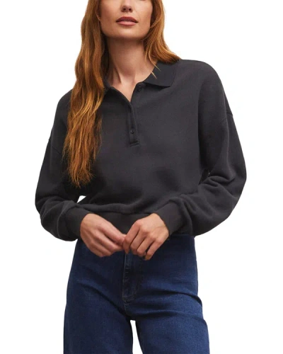 Shop Z Supply Westerly Polo Sweatshirt In Black