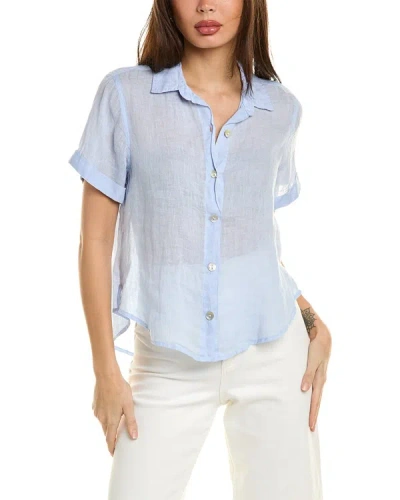 Shop Bella Dahl Cuffed Linen Shirt In Blue