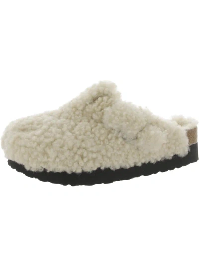 Shop Papillio Womens Faux Fur Slip On Slide Sandals In Beige