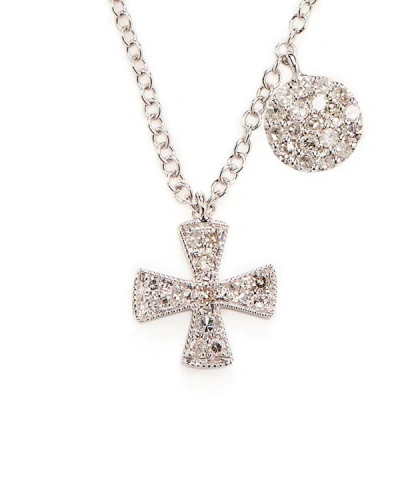 Shop Meira T Cross Diamond & 14k Necklace In Silver