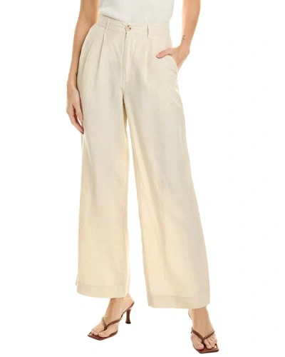 Shop Onia Air Pleated Linen-blend Trouser In Beige