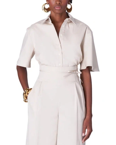Shop Carolina Herrera Cropped Button Down Shirt In White