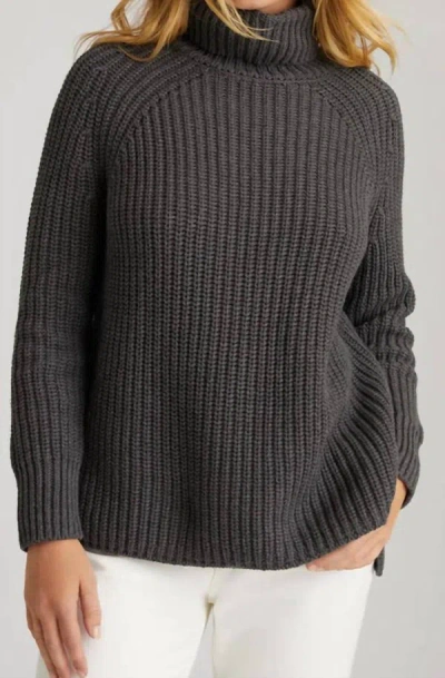 Shop 525 America Stella Cotton Pullover Sweater In Charcoal Heather In Grey