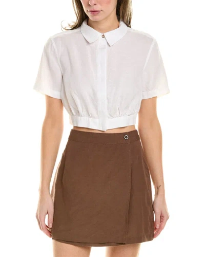 Shop Onia Air Linen-blend Cropped Shirt In White
