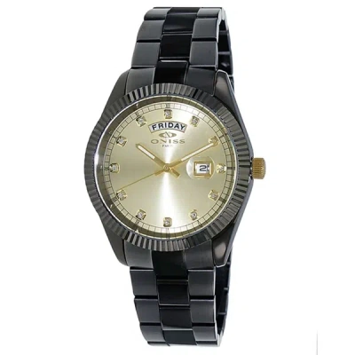 Shop Oniss Men's Admiral Gold Dial Watch In Black