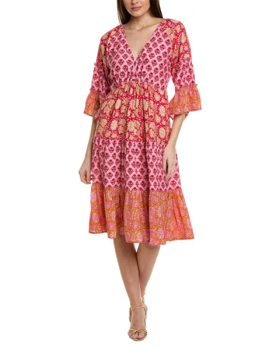 Shop Figue Fiona Silk Midi Dress In Pink