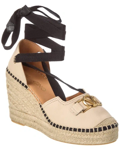 Shop Valentino By Mario Valentino Roxana Leather Wedge Sandal In Beige