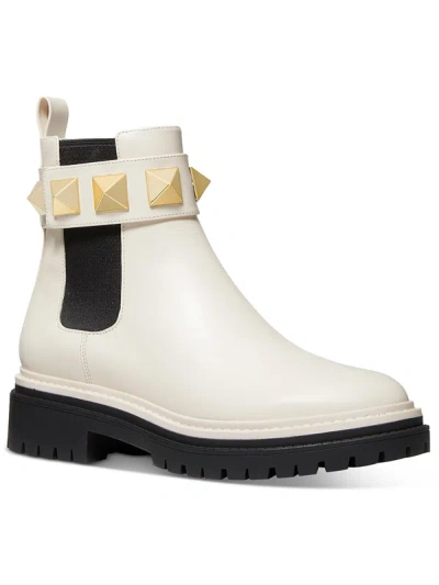 Shop Michael Michael Kors Stark Womens Leather Chelsea Ankle Boots In White