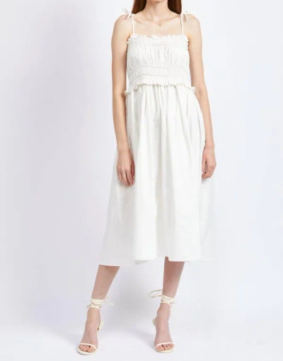 Shop En Saison Cotton Poplin Midi Dress In Off White