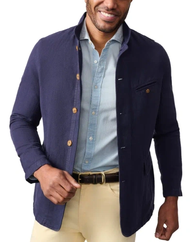 Shop J.mclaughlin J. Mclaughlin Solid Mack Linen-blend Jacket In Blue