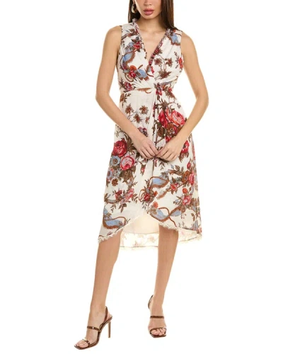 Kobi Halperin Carine Draped Floral-print Midi Dress In White