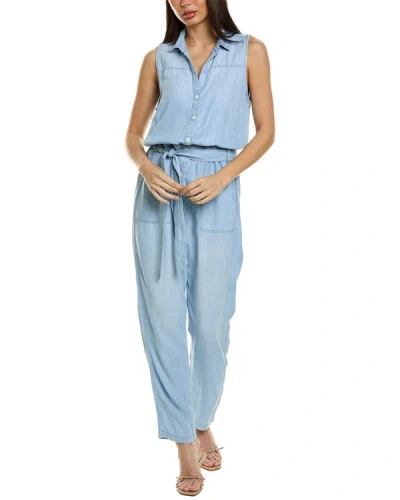 Shop Bella Dahl Sleeveless Belted Jumpsuit In Blue