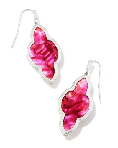 Shop Kendra Scott Framed Abbie Silver Drop Earrings In Light Burgundy Illusion In Red