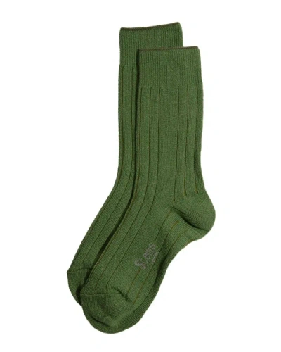 Shop Stems Lux Cashmere & Wool-blend Crew Sock In Green