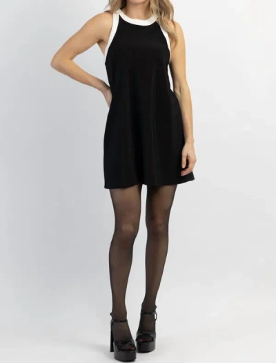 Shop Fore Meredith Blake Contrast Mini Dress In Black