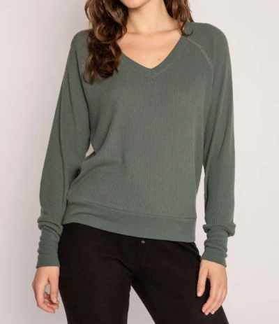 Shop Pj Salvage Long Sleeve Textured Knit Top In Sage Leaf In Green