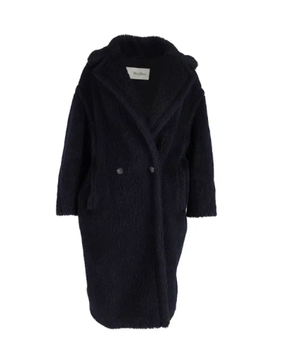 Shop Max Mara Tedgirl Teddy Coat In Navy Blue Alpaca In Black