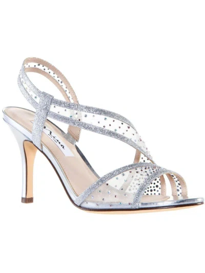 Shop Nina Valeda Womens Slip On Open Toe Heel Sandals In Silver